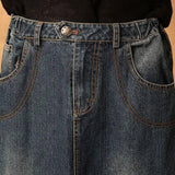 Elastic Waist Denim Skirt Women's High Waist Plus Size-6