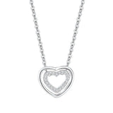 S925 Sterling Silver Heart To Heart Pendant Necklace-4