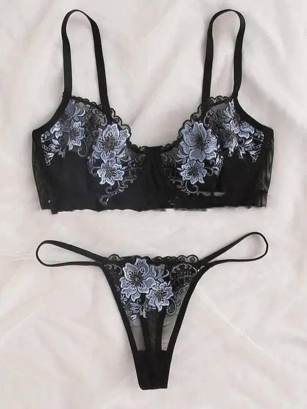 Embroidered Lace Sexy Lingerie Temptation Lingerie Set-01style-1