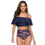 European And American Ruffled Multicolor Printed Bikini-7