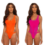 European And American Solid Color One-piece Bikini Swimsuit-1