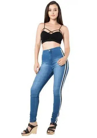 Explosive high-elastic side webbing sports jeans-1