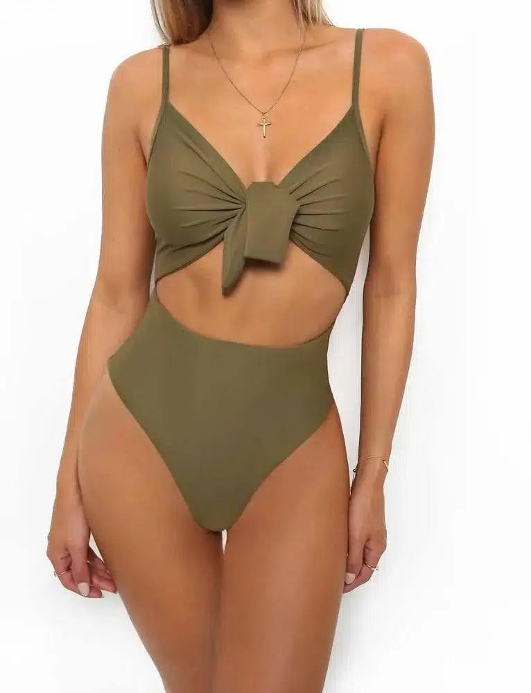 fahsion swimwear women swimsuit sexy bikini jumpsuit-8087armygreen-3