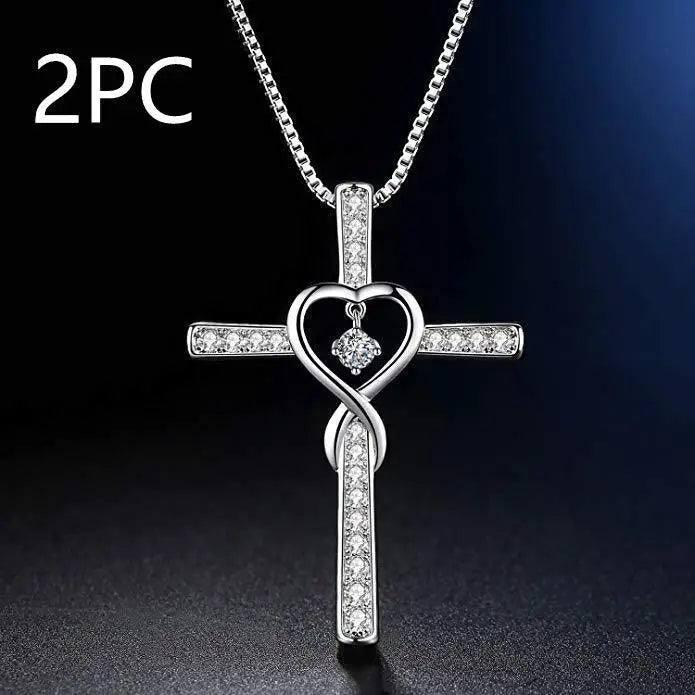 Fashion Cross Religious Belief Inlaid Zircon Pendant-2PC7Style-5