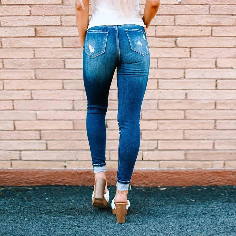 Fashion Holes Skinny Jeans-3