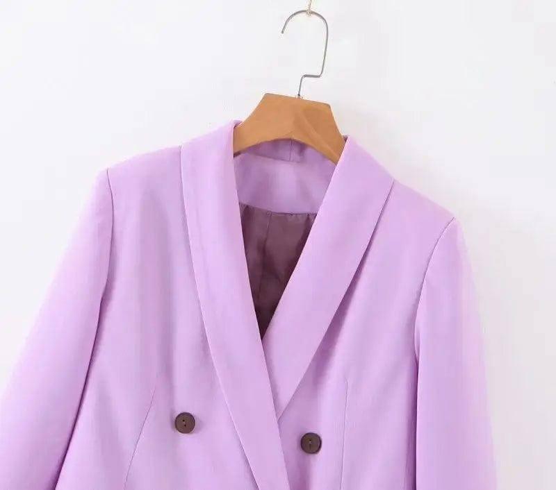 Fashion Temperament Wind Double Breasted Suit Jacket Women-3