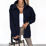 Fashionable Lace-up Small Fragrant Jacket With Pockets-NavyBlue-5