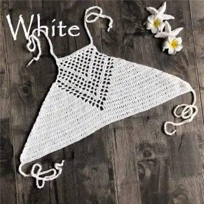 Hand Crochet Beach Bikini Hollow Sexy Beach Braid Wrapped-White-2