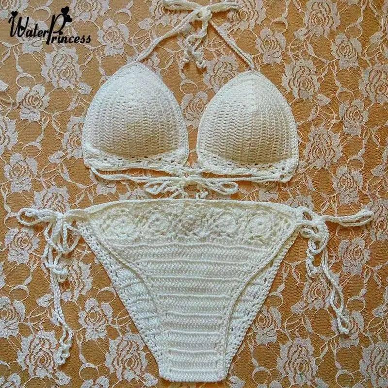 Handmade Crochet Bikini Bikini, Europe and the United-White-11