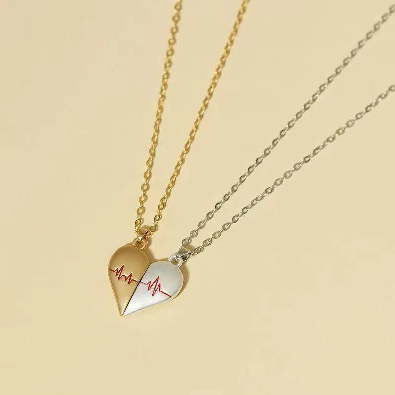 Heartbeat Magnetic Heart Necklace Love Couple Jewelry-6