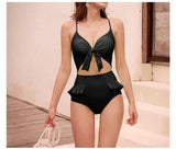 High waist bow hot spring swimming costume-1