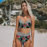 High waist split swimsuit-GreenB-4