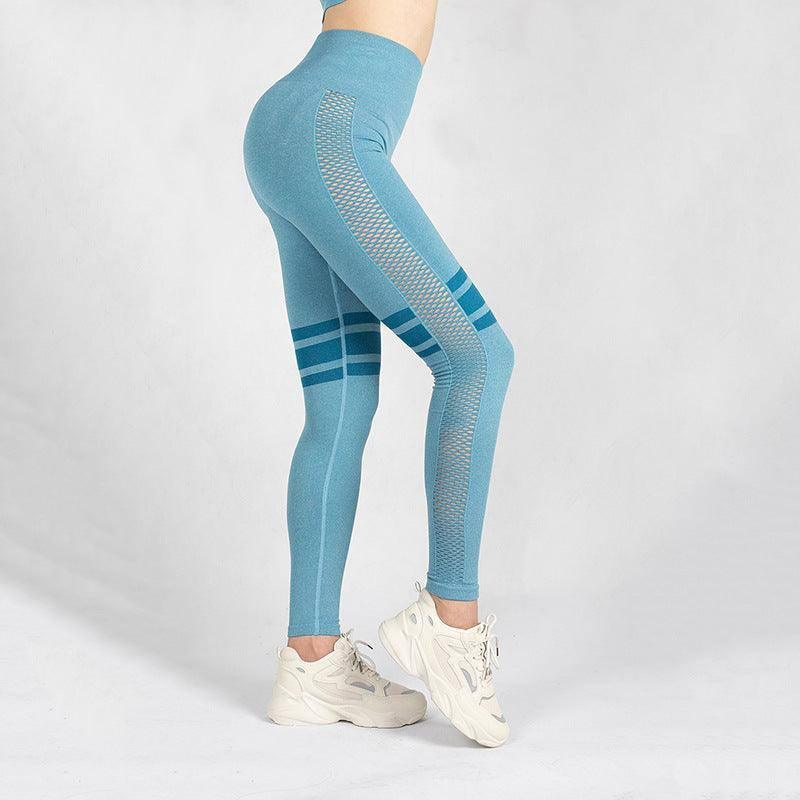 Hollow Mesh Breathable Yoga Pants-Light Blue-7