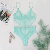 Lace Sexy Lingerie Slim-fit Corset Sexy One-piece Women-Green-9