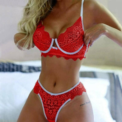 Lace Three-Point Bagging Gathered Lace Female-Red-7