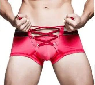 Lace Up Boxer Briefs-Pink-1