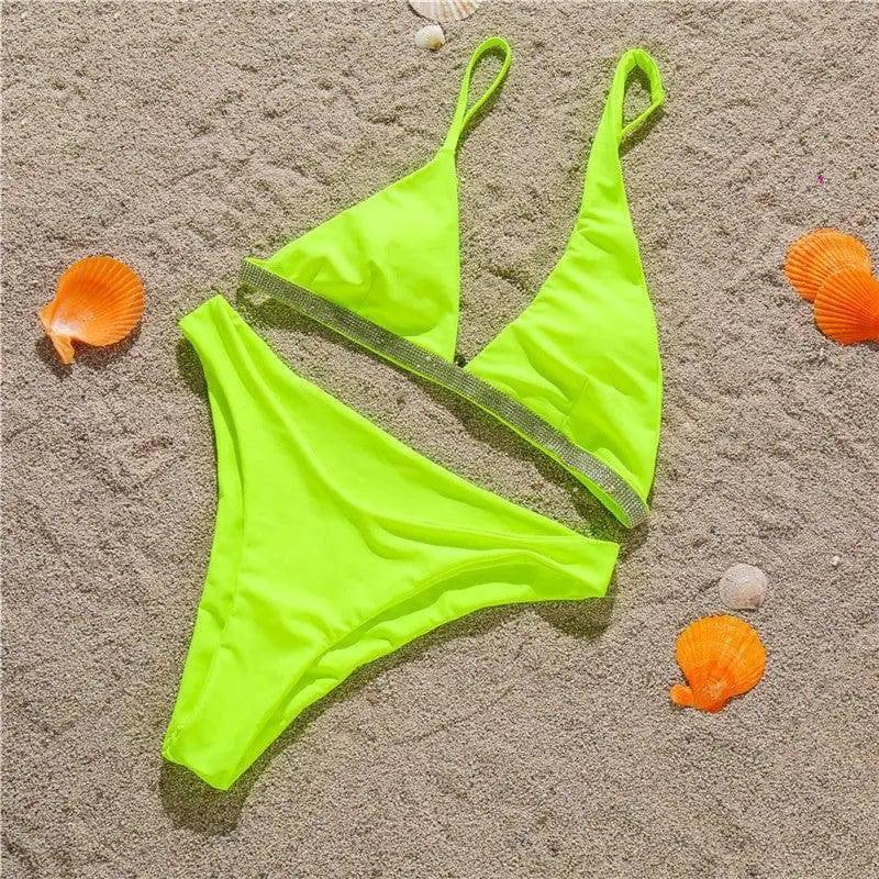 Ladies bikini two-piece suit-Bgreen-3