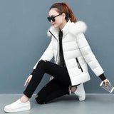 Ladies large fur collar padded down jacket-12