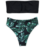 Ladies Printed Bikini Swimsuit Split Swimsuit Set-Black-9