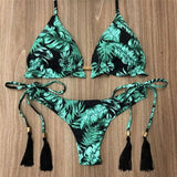 Ladies Swimsuit Colorblock Print Bikini Swimsuit-Q01-1