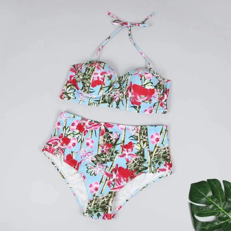 Ladies Swimsuit Fashion Print Ladies Split Swimsuit-F-8