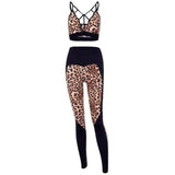 Leopard stitching sports bra tights-Leopard-2