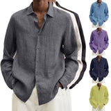 Long Sleeve Lapel Shirt Men's Loose Button Cardigan Sshirt-1