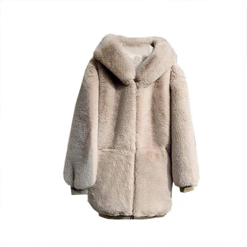 Loose padded faux rabbit fur coat-2