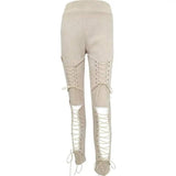 Bandage trousers straps deerskin trousers autumn and winter-Khaki-1