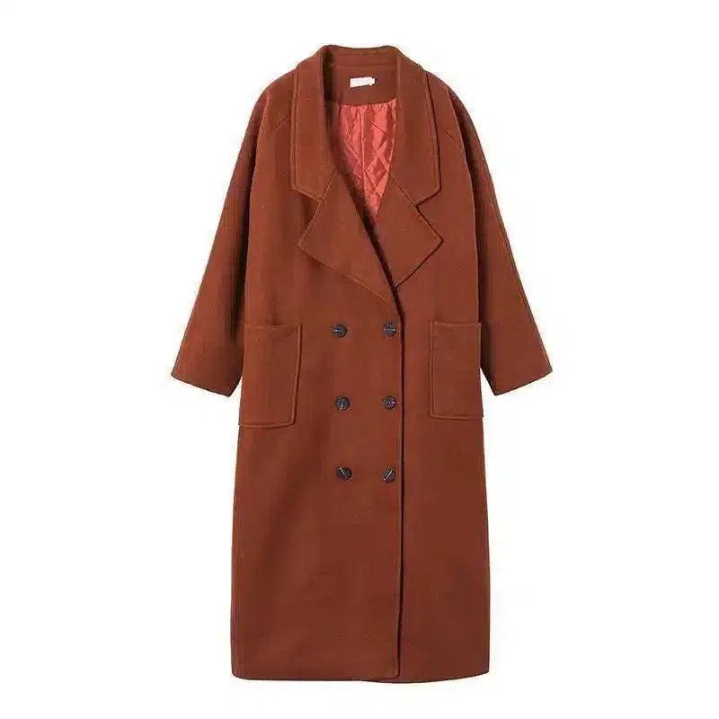 Womens Long Buttoned Winter Coat-Photo Color-2