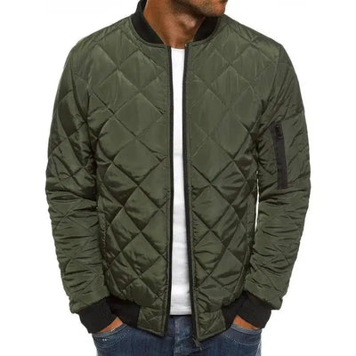 Diamond Stitched Small Padded Jacket-army green-1