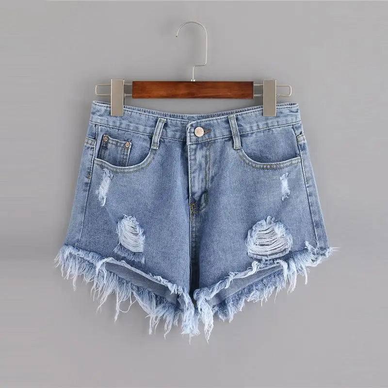 LOVEMI - Lovemi - Distressed Tassel Denim Shorts