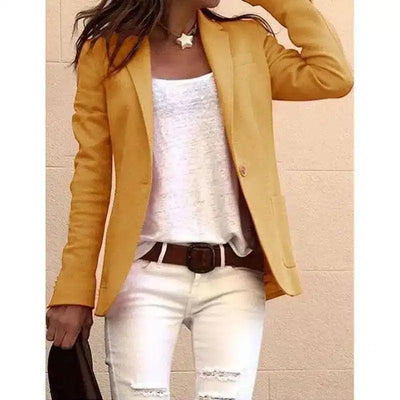 Women's Casual Blazer Jacket Slim Fit-Khaki-1