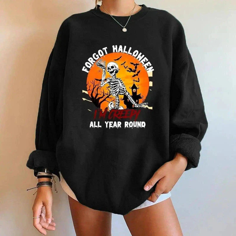 Halloween Themed Oversized Sweatshirt-Black-11