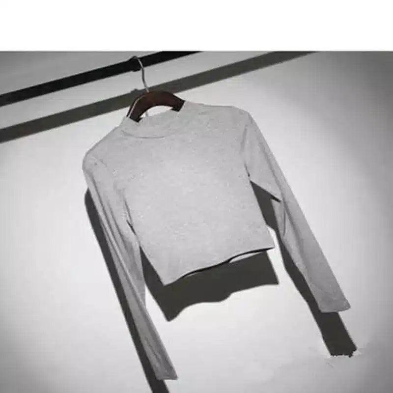 Women's Long Sleeve Turtleneck Top-Gray-2