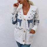 LOVEMI - Lovemi - Knit Single-breasted Christmas Fawn Cardigan