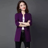 Women's Casual Long Blazer Jacket-Purple-1