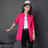 Women's Casual Long Blazer Jacket-Rose Red-6