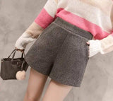 LOVEMI - Lovemi - Korean version of high waist woolen shorts autumn