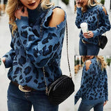 LOVEMI - Lovemi - Leopard Print Long-Sleeved Casual Loose Knit