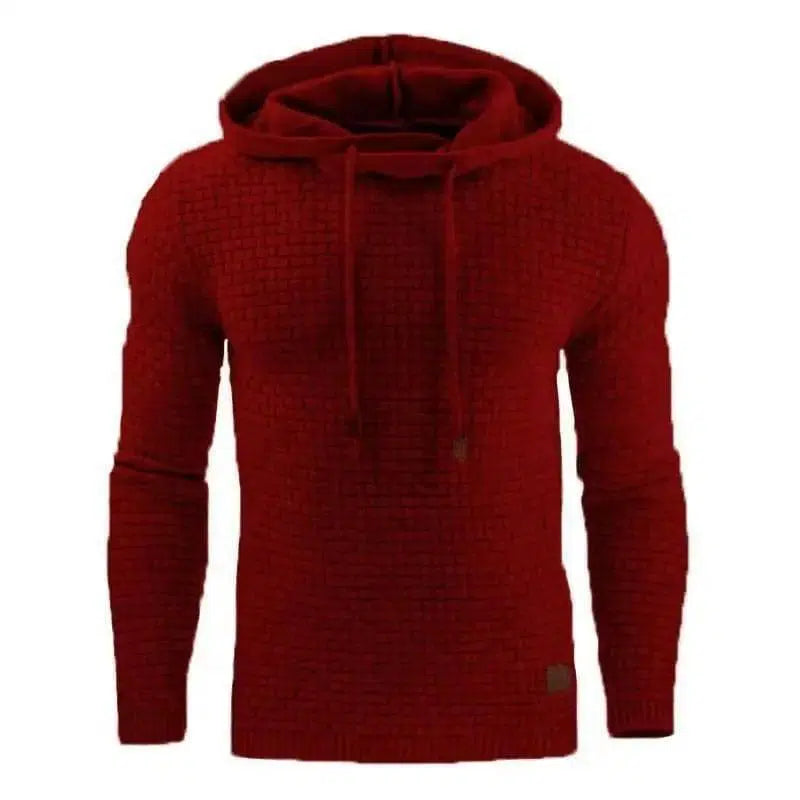 Long Sleeve Warm Hooded Sports Jacquard Sweatshirt-Red-1