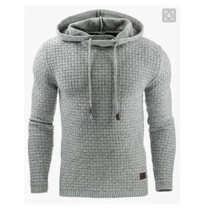 Long Sleeve Warm Hooded Sports Jacquard Sweatshirt-Light grey-5