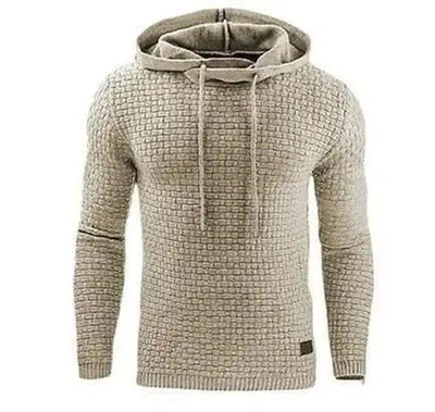 Long Sleeve Warm Hooded Sports Jacquard Sweatshirt-Khaki-7