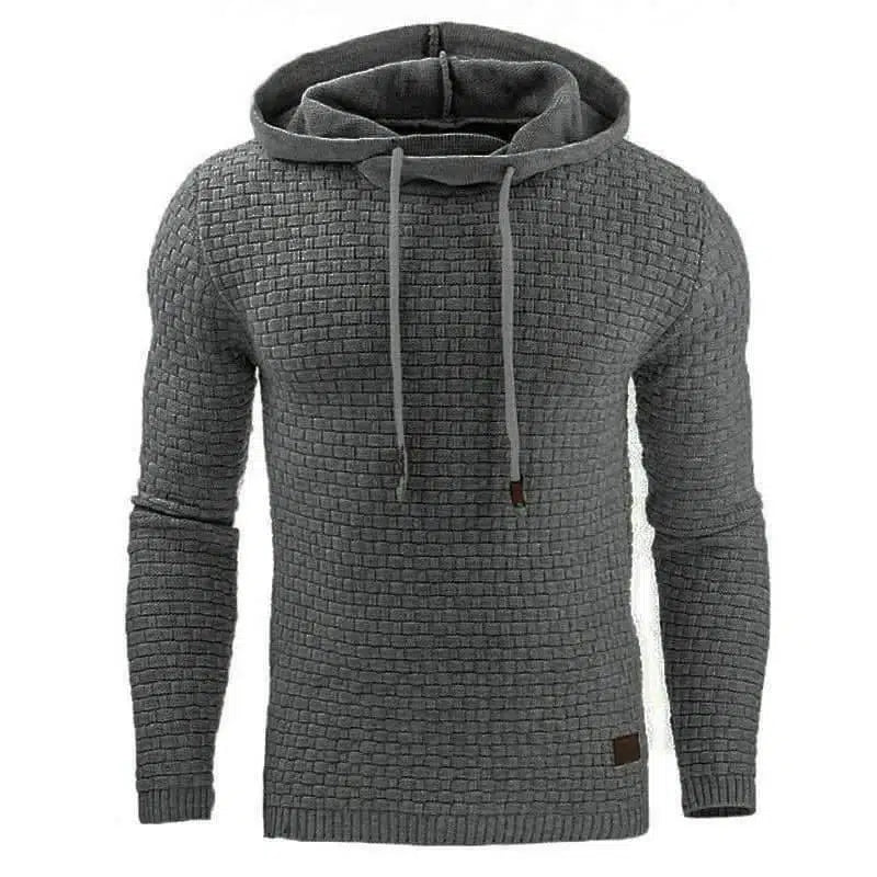 Long Sleeve Warm Hooded Sports Jacquard Sweatshirt-Dark grey-8