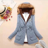 LOVEMI - Lovemi - Long Women's Cotton-Padded Jacket With Wool Collar