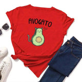 Cat Avocado Pun Graphic Tee for Casual Wear-2STYLE-3