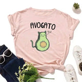 Cat Avocado Pun Graphic Tee for Casual Wear-4STYLE-5