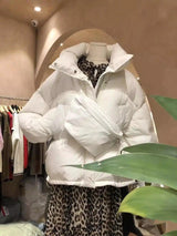 Loose warm bread coat-White-4