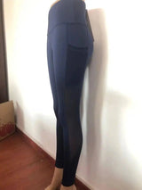 stitching breathable yoga pants-Dark blue-2