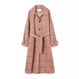 Plaid woolen coat female long section Korean version winter-Red-3